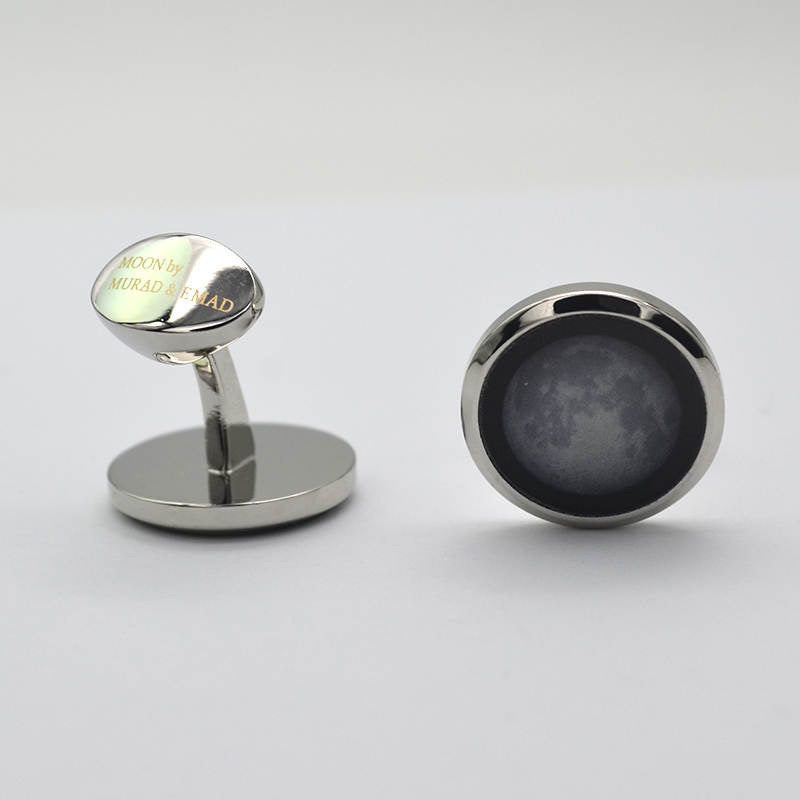 Vintage moon wedding cufflinks with a short button closure